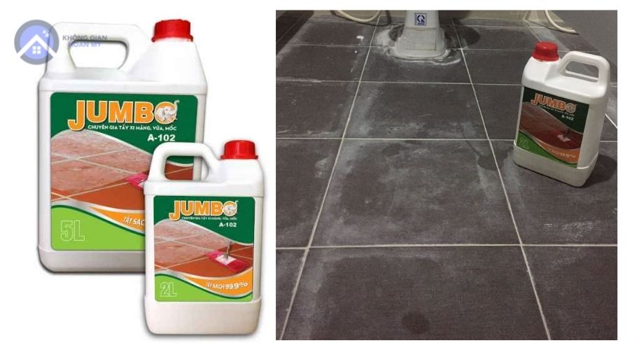 Sử dụng nước tẩy Jumbo A102 tẩy xi măng trắng