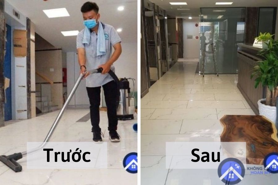 Hình ảnh trước và sau khi thực hiện vệ sinh tại công ty Thiên Phúc